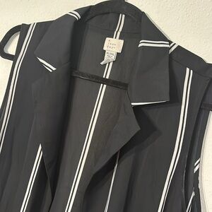 Sheer striped knee-length vest
